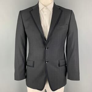 VERSACE COLLECTION Size 40 Charcoal Black Woven Wool Sport Coat